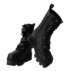 A9801 Black 12-Eye 3-Strap Dino Boot