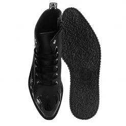A9802 Black TUKskin™ & Patent Flame 7-Eye Pointed Boot Women