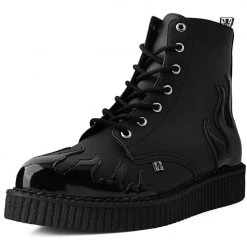 A9802 Black TUKskin™ & Patent Flame 7-Eye Pointed Boot Women