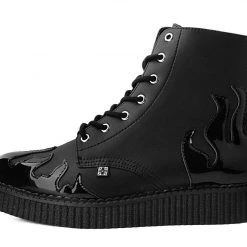 A9802 Black TUKskin™ & Patent Flame 7-Eye Pointed Boot Women