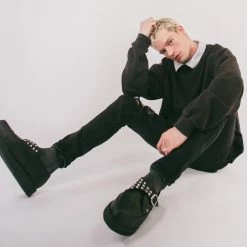 A9804 Black TUKskin™ Studded Buckle Pointed Creeper