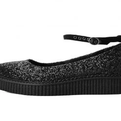 A9824L Women Black Glitter Pointed Mary Jane