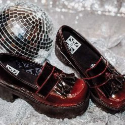 A9827L Women Burgundy Gradient Loafer Platform