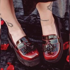 A9827L Women Burgundy Gradient Loafer Platform