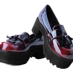 A9827L Women Burgundy Gradient Loafer Platform