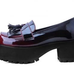 A9827L Women Burgundy Gradient Loafer Platform
