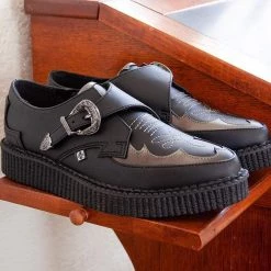 A9847 Black TUKskin™ Western Antique Buckle Pointed Creeper