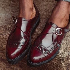 A9856 Burgundy Rub Off TUKskin™ Monk Buckle Creeper
