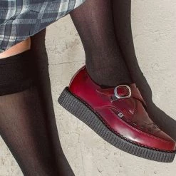 A9856 Burgundy Rub Off TUKskin™ Monk Buckle Creeper