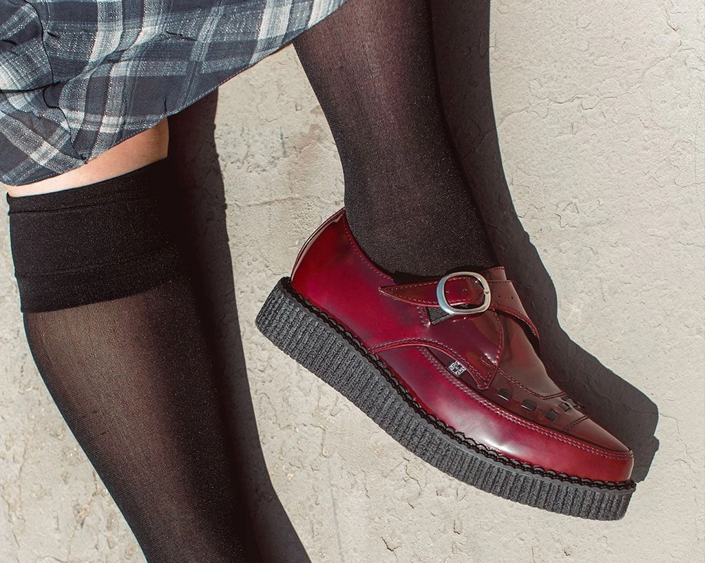 A9856 Burgundy Rub Off TUKskin™ Monk Buckle Creeper