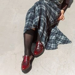 A9856 Burgundy Rub Off TUKskin™ Monk Buckle Creeper