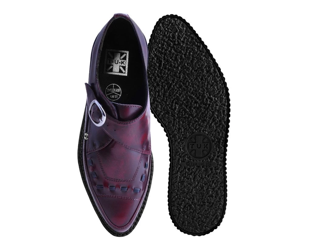 A9856 Burgundy Rub Off TUKskin™ Monk Buckle Creeper