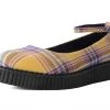 A9862L Yellow Plaid Pointed Ballet Creeper Women