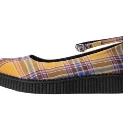A9862L Yellow Plaid Pointed Ballet Creeper Women