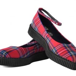 A9863L Red Plaid Pointed Ballet Creeper Women