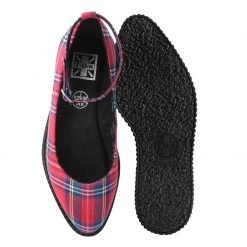 A9863L Red Plaid Pointed Ballet Creeper Women