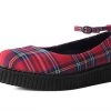 A9863L Red Plaid Pointed Ballet Creeper Women