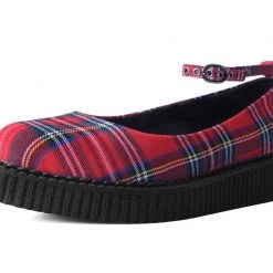A9863L Red Plaid Pointed Ballet Creeper Women