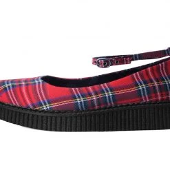 A9863L Red Plaid Pointed Ballet Creeper Women