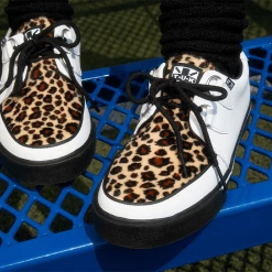 A9874 Women White TUKskin™ & Leopard D-Ring VLK Sneaker