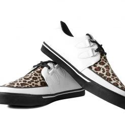 A9874 Women White TUKskin™ & Leopard D-Ring VLK Sneaker