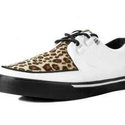 A9874 Women White TUKskin™ & Leopard D-Ring VLK Sneaker