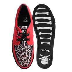 A9875 Red Faux Suede Leopard Fur 2-Ring VLK Sneaker