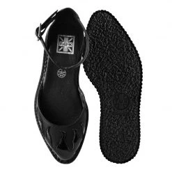 A9877L Women Black & Patent Flame Sandal