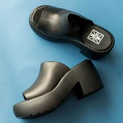 A9878L Black Bubble Mule Heel Women