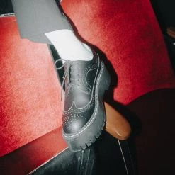 A9884 Black Double Decker Brogue Women