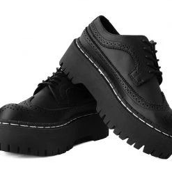 A9884 Black Double Decker Brogue Women