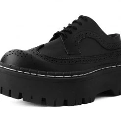 A9884 Black Double Decker Brogue Women