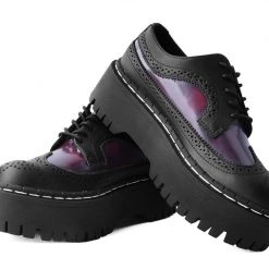 A9886 Black & Burgundy Double Decker Brogue Women