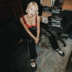 A9888L Women Black & White Double Decker Mary Jane