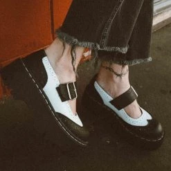 A9888L Women Black & White Double Decker Mary Jane