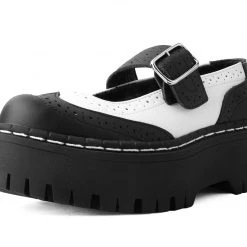 A9888L Women Black & White Double Decker Mary Jane