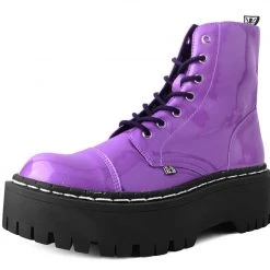 A9897 Purple Metallic 7-Eye Double Decker Boot Women