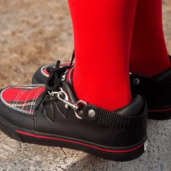 A9924 Women Black TUKskin™ & Red Tartan VLK Sneaker