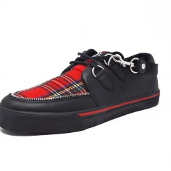 A9924 Women Black TUKskin™ & Red Tartan VLK Sneaker