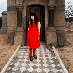 A9924 Women Black TUKskin™ & Red Tartan VLK Sneaker