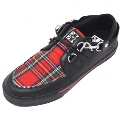 A9924 Women Black TUKskin™ & Red Tartan VLK Sneaker