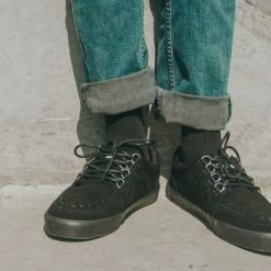 A9925 Black Suede Quilted Interlace Sneaker Women