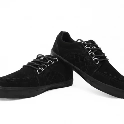A9925 Black Suede Quilted Interlace Sneaker Women