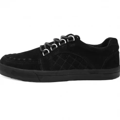 A9925 Black Suede Quilted Interlace Sneaker Women