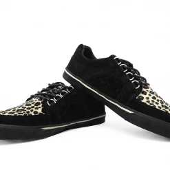 A9927 Black Suede & Leopard Quilted Interlace Sneaker Men
