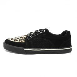 A9927 Black Suede & Leopard Quilted Interlace Sneaker Men