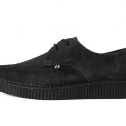 A9931  Black Suede X-Stitch Pointed Creeper