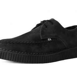 A9931  Black Suede X-Stitch Pointed Creeper