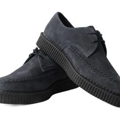 A9932 Grey Suede X-Stitch Pointed Creeper