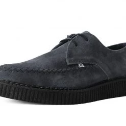 A9932 Grey Suede X-Stitch Pointed Creeper